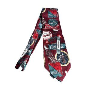 Coco Cola 100% Silk Tie Mens 57-60" Length Vintage Novelty Made in USA